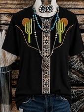  γυναικείο μπλουζάκι western boho με σχέδιο φλοράλ γραφικό γεωμετρικό vintage κομψό casual κοντομάνικο με στρογγυλή λαιμόκοψη V στρογγυλή λαιμόκοψη μακριές μπλούζες casual καθημερινό Σαββατοκύριακο