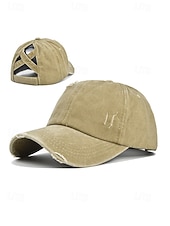 economico Cappelli da donna-Cappellino da baseball da donna in cotone lavato con coda di cavallo, cappello regolabile multicolore per chignon disordinato, cappellino estivo casual per viaggi, attività all'aperto, uso quotidiano