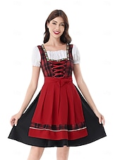 cheap Dirndl Set-Oktoberfest Dirndl Dress Carnival Costume Mini Length Sexy Square Neck German Alpine Heritage Wiesn Women's Carnival Beer Festival Traditional Style Cloth
