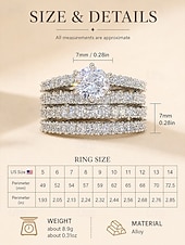 halpa Naisten sormukset-Naisten metalliseos strassikoristeinen kaksoissormussetti, moniväriset, monikokoiset korvakorut häihin, vuosipäivään, cocktail-juhliin, kihlaukseen, iltapukuihin ja lahjojen antamiseen