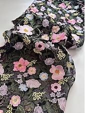 ieftine Lungimea podelei-Linia -A Rochii Lungime Podea Rochie de petrecere Rochie de Cocktail Rochie Mama Miresei Manșon Lung În V Elegant Epocă Luxos Oficial Invitat la nunta Petrecere Logodnă Dantelă Tulle cu Flori 3D