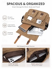 cheap Men's Bags-Men's Vintage Canvas Messenger Bag, Multi-Color Large Capacity Crossbody Shoulder Bag with Multiple Pockets for Work, Travel, Daily Commute