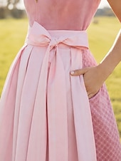 cheap Dirndl Dresses-Oktoberfest Dirndl Dress Midi Length with Pockets Balconette Neckline Maid Bavarian German Alpine Wiesn Women's Carnival Beer Festival Traditional Style Cloth (65CM) Without Blouse