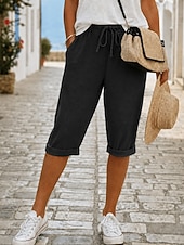  Mulheres Jeans Ganga Calças Capri Burmuda Shorts Moda Comprimento da panturrilha Cintura Alta Tecido Clássico Conforto Com Stretch Casual Diário Férias Preto Cinzento Verão Primavera