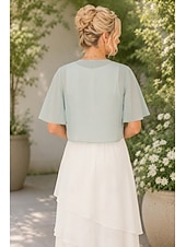 economico impacchi per gli invitati al matrimonio-Scialle Donna Bolero Coprispalle Scialli della Madre Scialli della Sposa Elegante Signore Formale Manica Corta Chiffon Stole da matrimonio Con Colore puro Per Quotidiano Primavera &amp; Estate