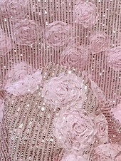 abordables Vestidos de Noche en A-A-Line Mermaid Trumpet Floor Length Evening Gown Formal Dress Elegant Vintage Sparkle Sleeveless One Shoulder Wedding Formal Sequined with 3D Flowers Crystals Ruffles