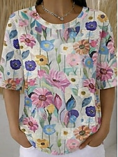 ieftine Tricou cu dungi și geometric-Pentru femei Tricou Waffle Toppe tricotate cu textură Grafic Geometric Dungi Stilat Clasic Manșon scurt Stil Nautic Topuri obișnuite Casual Zilnic Albastru piscină Mov Deschis Portocaliu Var