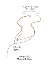 cheap Women's Necklace-Women's Gold Silver Double Layer Bar Pendant Necklace, Minimalist Alloy Layered Chain Jewelry for Women, Elegant Everyday Necklace for Vacation, Work, Party and Gift