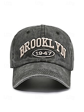 cheap Men's Hats-Men's Vintage Washed Cotton Baseball Cap Embroidered Letter Dad Hat Adjustable Strap Multi-Color Retro Casual Hat for Travel, Outdoor, Streetwear, Everyday Wear