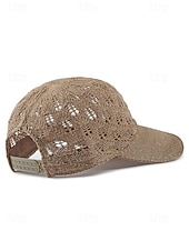 baratos Chapéus Femininos-Boné de beisebol feminino de crochê, chapéu de verão respirável em malha de poliéster, boné de renda ajustável, chapéu leve com proteção solar para viagens, caminhadas, jardinagem e uso casual ao ar