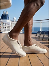cheap Men-Men's Island &amp; Cruise White Slip-On Loafers, Lightweight Casual Deck Shoes, Comfortable Vacation Shoes for Cruise, Resort, Summer Travel