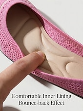 economico Ballerine da donna-Ballerine da donna in maglia a righe rosa con soletta imbottita per il massimo comfort - scarpe da passeggio leggere e traspiranti con punta quadrata, facili da indossare, ideali per il tragitto