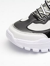 preiswerte Damen-Sneaker-Weiße, klobige Plateau-Sneaker für Damen mit atmungsaktivem Mesh-Obermaterial – leichte, gepolsterte Laufschuhe, bequeme Schnürschuhe im Dad-Stil für Reisen, Shopping, Spaziergänge und