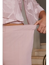  Damen Gerade Hosen Knöchellänge Alltagstauglich Mutter der Braut Hochzeitsgast mit Chiffon Einfarbig Rosa