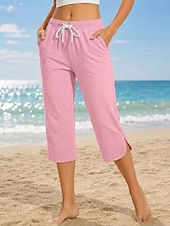 preiswerte Sportliche Shorts-Damen Caprihose Lässig Wadenlang Natürliche Taille Einfach Komfort Hohe Elastizität Urlaub Blau Violett Dunkelblau Pfauenblau Sommer Frühling Normale Passform