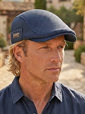 cheap Men's Hats-Men's Breathable Mesh Flat Cap Hat, Adjustable Polyester Summer Hat, Lightweight Casual Classic Travel Headwear, Multi-Color Summer Outdoor Sun Protection Cap