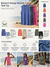 cheap Plain Tank-SoftFade™ Women's Vintage 100% Cotton Tank Top - Soft Washed Sleeveless Basic Tops