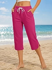 preiswerte Sportliche Shorts-Damen Caprihose Lässig Wadenlang Natürliche Taille Einfach Komfort Hohe Elastizität Urlaub Blau Violett Dunkelblau Pfauenblau Sommer Frühling Normale Passform