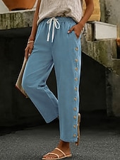 cheap Straight-Leg Pants-Women's Jeans denim Chinos Casual Pants Fashion Full Length High Waist Comfort Inelastic Vacation Formal Blue Black Green Khaki Summer Spring Regular Fit