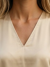 economico Bluse Semplici-Per donna Camicia camicetta di raso Semplice Elegante Lavoro Casual Senza Maniche Scollo a V Top Regolari Quotidiano All'aperto Champagne Estate