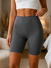 baratos Shorts-Mulheres Calção Leggings Leggings aconchegantes Roupa de rua Casual Comprimento do joelho Cintura Alta Tecido Cintura elástica Respirabilidade Com Stretch Férias Rua Roupa Diária Branco Preto Rosa