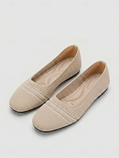 economico Ballerine da donna-Ballerine da donna in maglia a righe rosa con soletta imbottita per il massimo comfort - scarpe da passeggio leggere e traspiranti con punta quadrata, facili da indossare, ideali per il tragitto