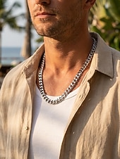 preiswerte Herrenschmuck-Herren-Halskette aus Edelstahl im Hip-Hop-Stil mit kubanischen Gliedern, polierte, klobige Kette – perfekt für lässige Streetwear, Sommermode, Alltagskleidung und als Geschenk für modebewusste