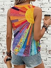 economico Serbatoio Grafico-Per donna Canotta Grafico Geometrico Vintage Elegante Casual Senza Maniche Girocollo Top Regolari Casuale Quotidiano Bianco Giallo Arancione Estate Primavera