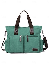 cheap Men's Bags-Men's Canvas Multi-Pocket Large Capacity Tote Messenger Bag, Adjustable Shoulder Strap Casual Work Travel Crossbody Bag, Multi-Color Utility Shoulder Bag for Daily Commute