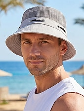 voordelige Herenhoeden-Ademende mesh bucket hat voor heren, lichtgewicht zomerzonnehoed van polyester met verstelbare pasvorm, pet voor buitenactiviteiten zoals vissen, wandelen en reizen, boonie hat met UV-bescherming,