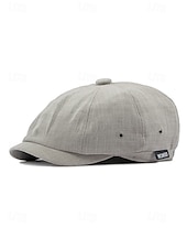 abordables Sombreros de hombre-Gorra ligera de verano para hombre, gorra de estilo newsboy de poliéster y algodón transpirable con ajuste elástico, gorra plana clásica para conducir, ideal para golf, viajes y actividades al aire