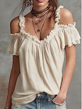 Women's Shirt Blouse Ruffle Blouse Solid Color Elegant Fashion Sleeveless Ruffle collar Long Tops Casual White claret Black Yellow Pink Summer Spring