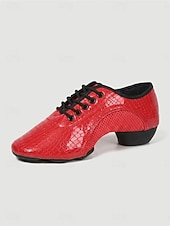 preiswerte Tanzschuhe zum Üben-Rote Damen-Trainingsschuhe für lateinamerikanische Tänze – professionelle Tanzschuhe mit atmungsaktiven Mesh-Einsätzen und flexibler, geteilter und gepolsterter Sohle &amp;Stabiler Absatz für Salsa,