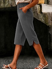  Per donna Jeans Shorts Pantaloncini Burmuda Pantaloni Corti Moda Lunghezza al polpaccio Vita Alta Classico Comodità Elasticizzato Vacanza Formale Blu marino Blu chiaro Grigio Estate Primavera