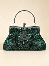 preiswerte Taschen-Women's Clutch Evening Bag Wristlet Shoulder Bags Polyester Party Wedding Party Beading Embroidery Chain Large Capacity Multi Carry Solid Color Flower Black Blue Green