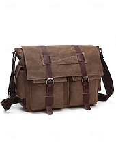 cheap Men's Bags-Men's Vintage Canvas Messenger Bag, Multi-Color Large Capacity Crossbody Shoulder Bag with Multiple Pockets for Work, Travel, Daily Commute