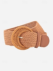 preiswerte Damengürtel-Damen-Gürtel im Boho-Stil aus geflochtenem, gewachstem Seil, breiter, gewebter Taillengürtel mit runder Schnalle, verschiedene Farben, Sommergürtel für Kleider, Jumpsuits und Strandmode &amp;Alltagsstil