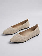 cheap Sapatilhas de mulher-Women's Rhinestone Knit Ballet Flats, Elegant French Style Square-Toe Slip-On Shoes for Everyday Wear, Work, Brunch, Shopping &amp; Casual Outings