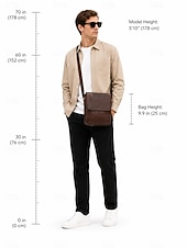 economico Borselli da uomo-Borsa a tracolla vintage da uomo in pelle, borsa a spalla multi-scomparto con tracolla regolabile per lavoro, viaggi e uso quotidiano.