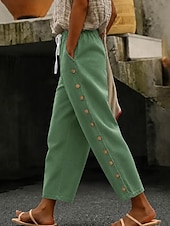 cheap Straight-Leg Pants-Women's Jeans denim Chinos Casual Pants Fashion Full Length High Waist Comfort Inelastic Vacation Formal Blue Black Green Khaki Summer Spring Regular Fit