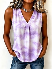  Per donna Canotta Grafico Tinta a nodi Gradiente di Colore Elegante Vintage Casual Senza Maniche Scollo a V Top Regolari Casuale Quotidiano Blu Viola Verde Estate Primavera