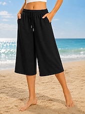 ieftine Bermude-Pentru femei pantaloni scurți capri Bermude chinez Pantaloni Scurți Vacanță Modă Șic Stradă Lungimea genunchiului Talie Înaltă Simplu Cordon Buzunar Talie elastică Confort Respirabilitate Comfortabil