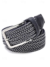 cheap Men's Belts-Men's Elastic Braided Stretch Belt, Woven Polyester Golf Belt, Big &amp; Tall Casual Waist Belt with Flexible Fit, Summer Business Casual Travel Belt, Multiple Colors Extended Sizes