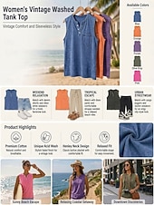 economico Serbatoio Semplice-Canotta da donna softfade™ vintage 100% cotone - top basic senza maniche con colletto polo e tasca, morbido al tatto.