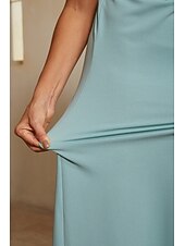 economico Rifinitura-Per donna Linea ad A Abito da Cocktail Abito da invitata a nozze Lunghezza alla caviglia Scollo a Barca Mezza Manica Manica leggermente a sbuffo Vita alta Elegante Semi-Formale con Tessuto