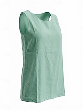 preiswerte Einfarbiges T-Shirt-Damen Tank Top Einfach Vintage Ärmellos Rundhals Normale Oberteile Lässig Rostrot Schwarz Weiß Gelb Rosa Sommer Frühling