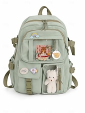 cheap Kids &amp; Teen Backpacks-Tween &amp; Teen Girls Cute Kawaii Backpack, Large Capacity Multi-Pocket School Bag with Transparent Display Pocket &amp; Plush Toy for Back to School