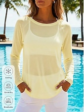 economico T-shirt semplice-T-shirt da donna a maniche lunghe ad asciugatura rapida, traspirante e rinfrescante.