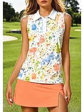 preiswerte Damenbluse-Damen Abstrakt Sporthemd Golf-Poloshirt Tank Top Tennis Shirt Ärmellos Blumen Knöpfe UPF50+ UV-beständig Hohe Elastizität Feuchtigkeitsableitend Atmungsaktiv Volleyball Tennis Golfspiel Kragen