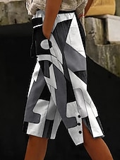 abordables Pantalones cortos bermudas-Mujer Pantalones cortos de lino y algodón Pantalones Capri Vacaciones Vintage estilo costero de la abuela Medio corto Media cintura Floral Graphic Abstracto Estampado Comodidad Rígido Diario Exterior